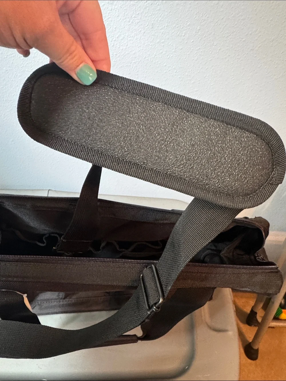 Men's Black Laptop Tote Bag with Front Utility Pockets